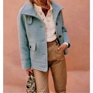 NWT Sezane Leo Coat wool short  in French Blue SZ42 US10 bust48 oversize